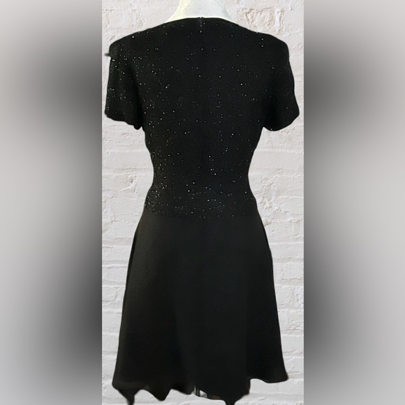 Bieff Basix VTG 100% Silk Hand Beaded Fit & Flare Cocktail Event Dress Sz 12 - Picture 4 of 7